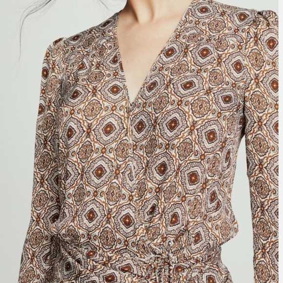 Veronica Beard Alamo Medallion Print Sill Ruffle Mini Dress NWT - Picture 11 of 11